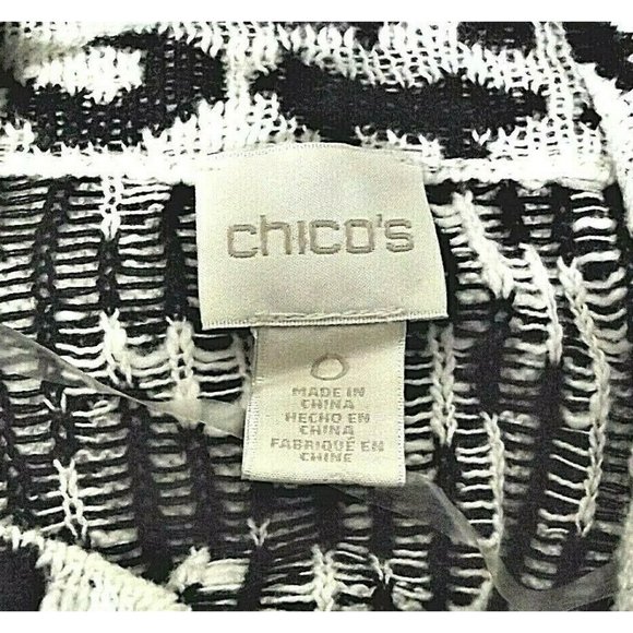 NWOT CHICO ANIMAL PRINT BLK-WHT CRW NECK SWEATER 0 - Picture 5 of 5
